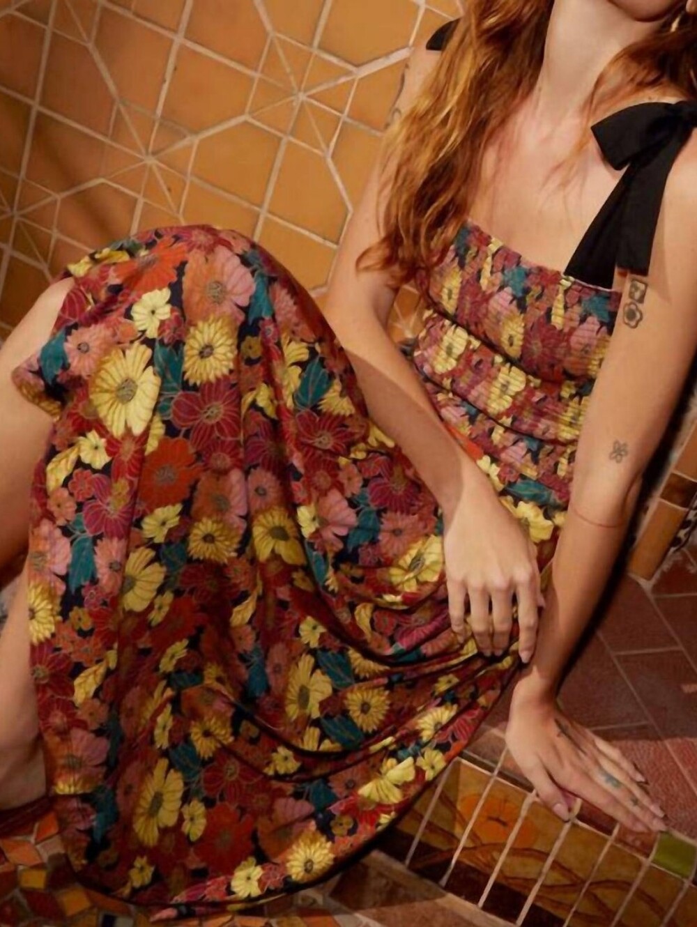 NWT Nation LTD Anthropologie Los Angeles Ember Printed Tied Midi Dress XS Floral